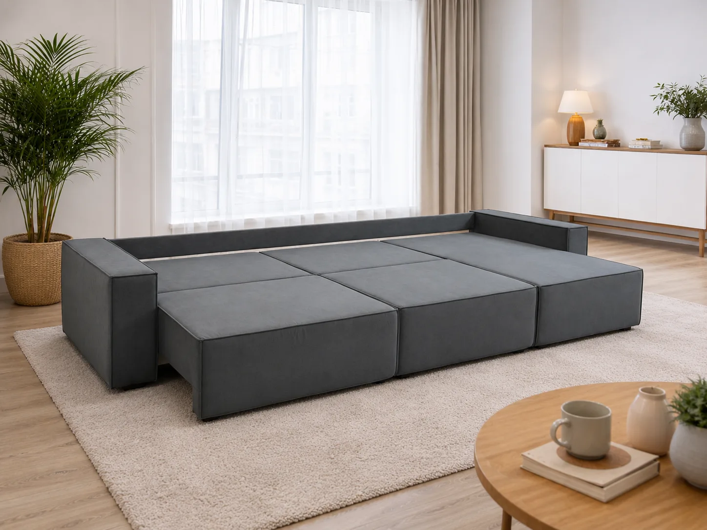 Угловой диван-кровать DobryyYA Loft полностью разложен